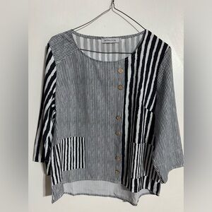 MISSLOOK Black and White Striped Blouse - Size L
NWOT.